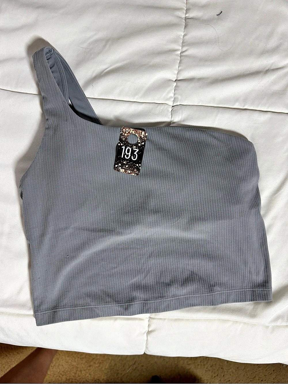 193- Lululemon Ribbed One-Shoulder Crop Top in Gray Size Small Like New